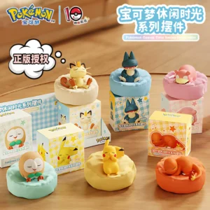 Genuine Pokémon Leisure Time Ornaments Pikachu Little Fire Dragon Meow Meow Sleeping Figure Wolf Bowang Miniso Products