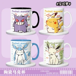 Pokémon Peripheral Geng Ghost Pikachu Iib Ye Iib Q version fan exquisite ceramic mug with spoon pad
